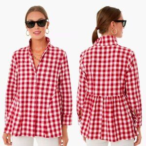 Pomander Place Tuckernuck Apple Red Gingham Scarlet Checked Blouse SZ L NWOT